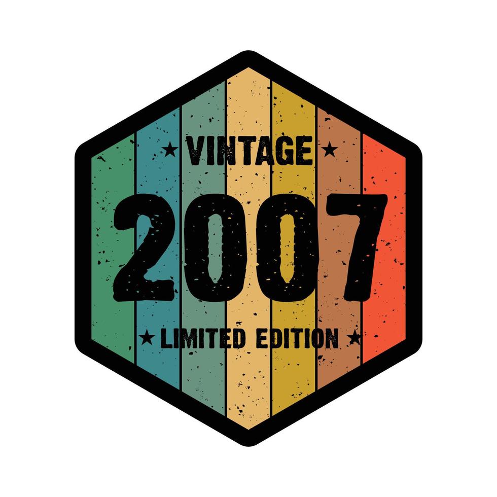 Diseño de camiseta retro vintage 2007, vector