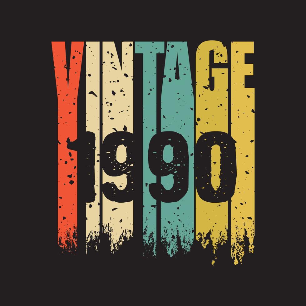 Diseño de camiseta retro vintage de 1990, vector