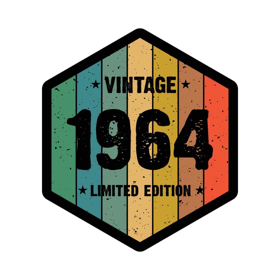 1964 vintage retro t shirt design, vector