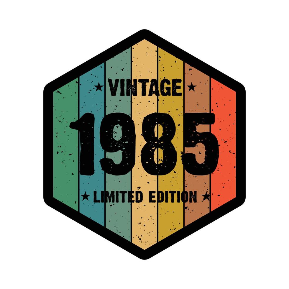 Diseño de camiseta retro vintage de 1985, vector