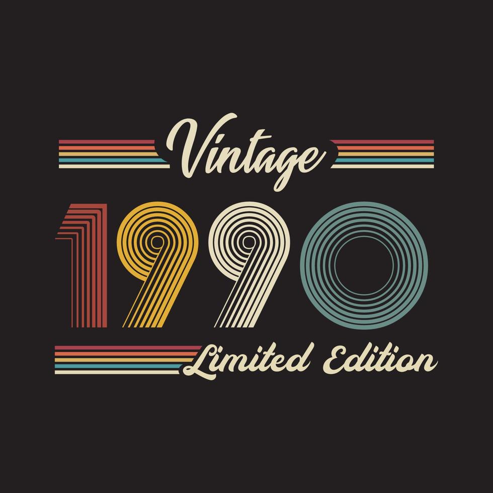 1990 Vintage Retro Limited Edition t shirt Design Vector
