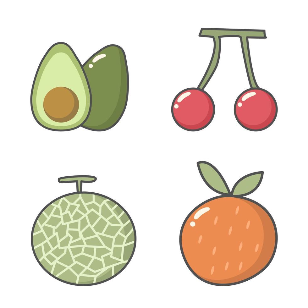 Doodle fruit clip art set vector