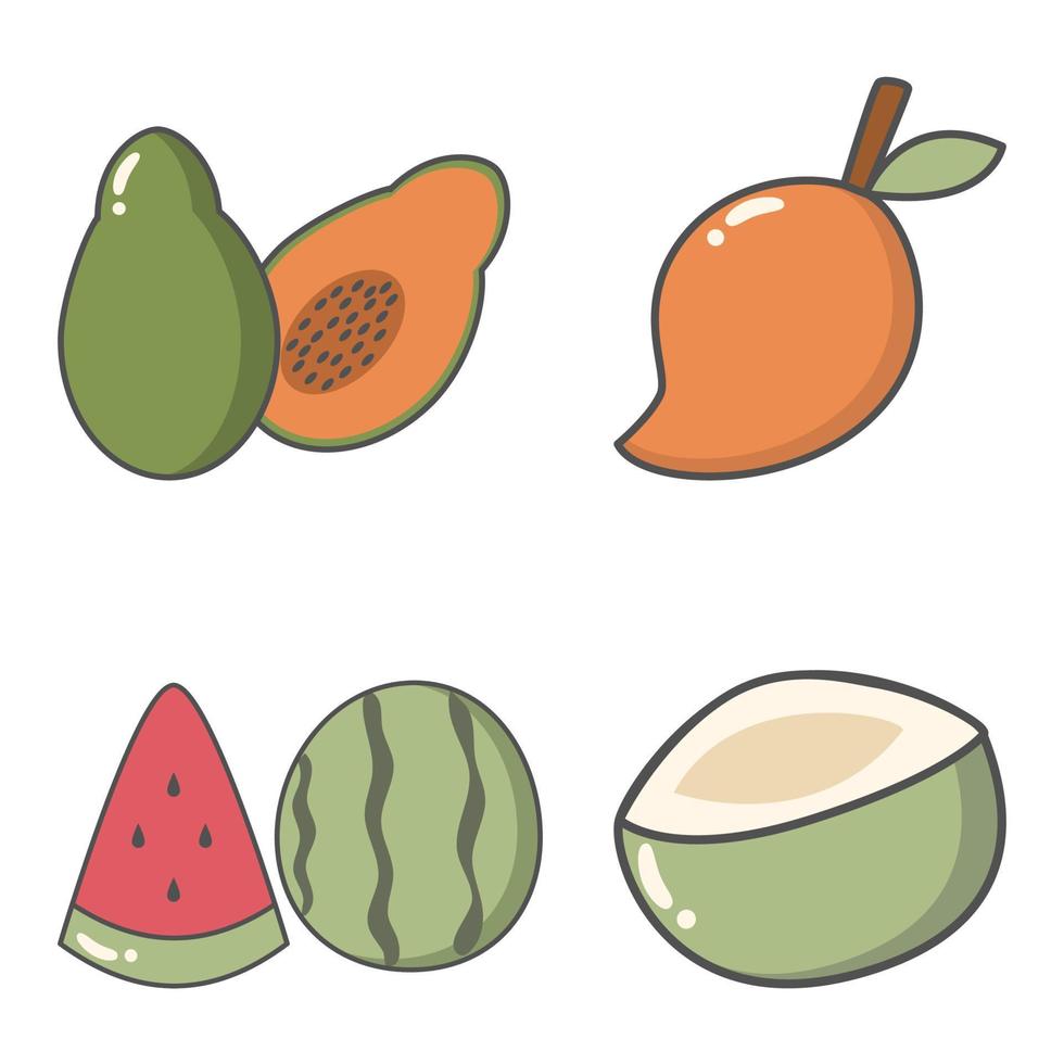 Hand drawn doodle fruit collection vector