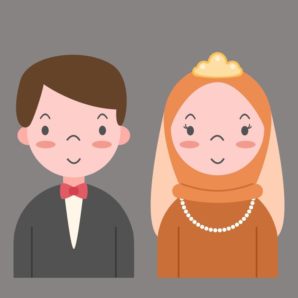 Modern muslim wedding couple illustration vector