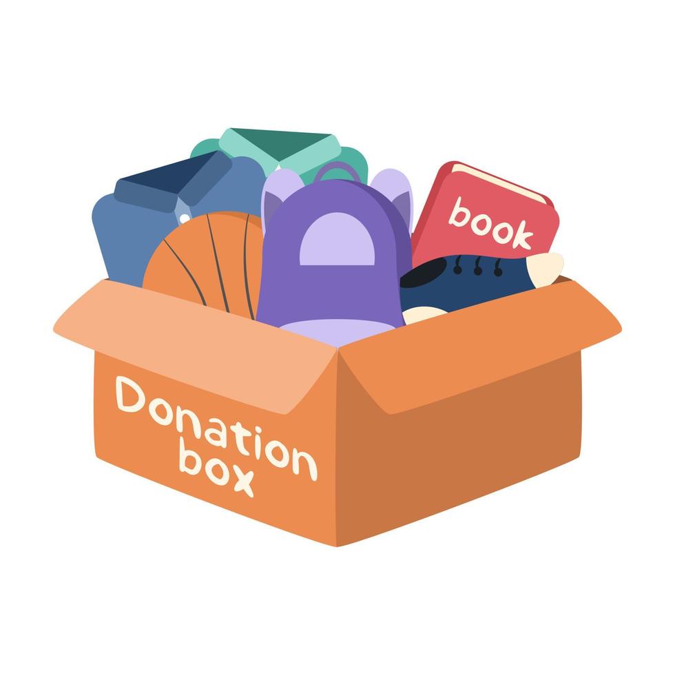 Hand drawn donation box illustration vector