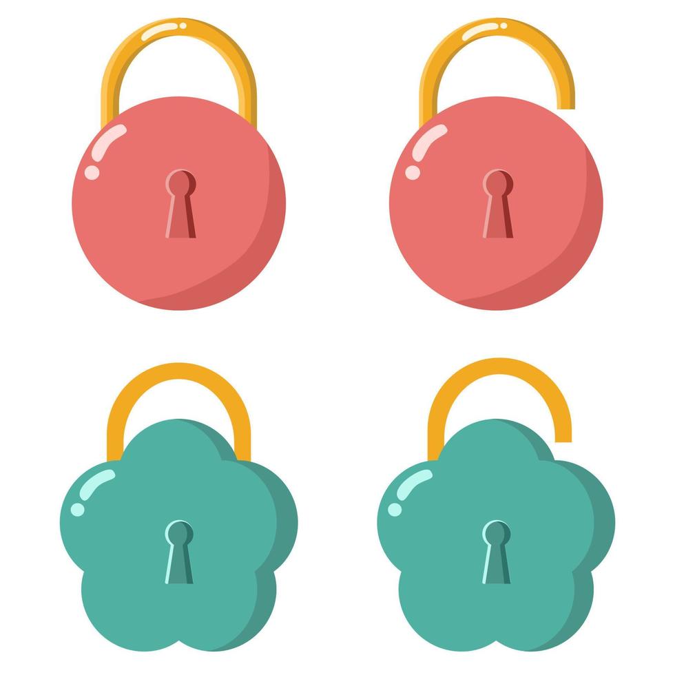 Padlock key clip art set vector