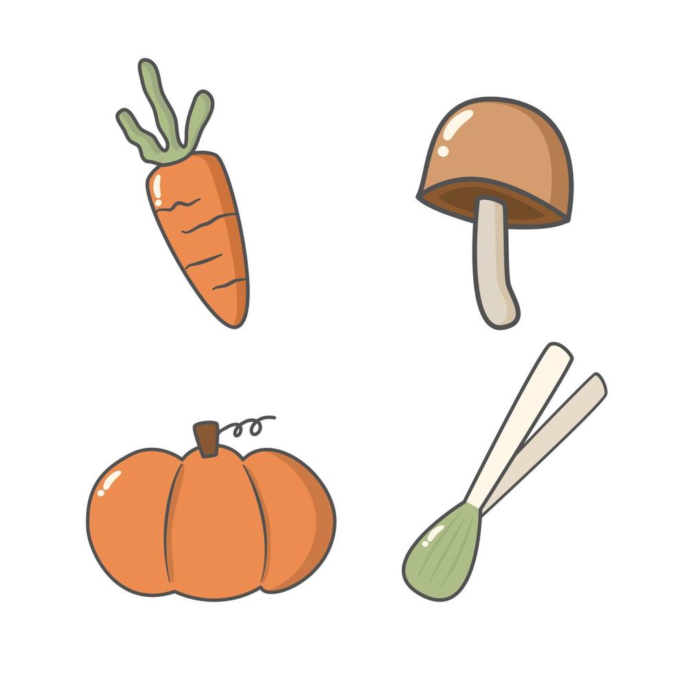 Doodle vegetables clip art vector
