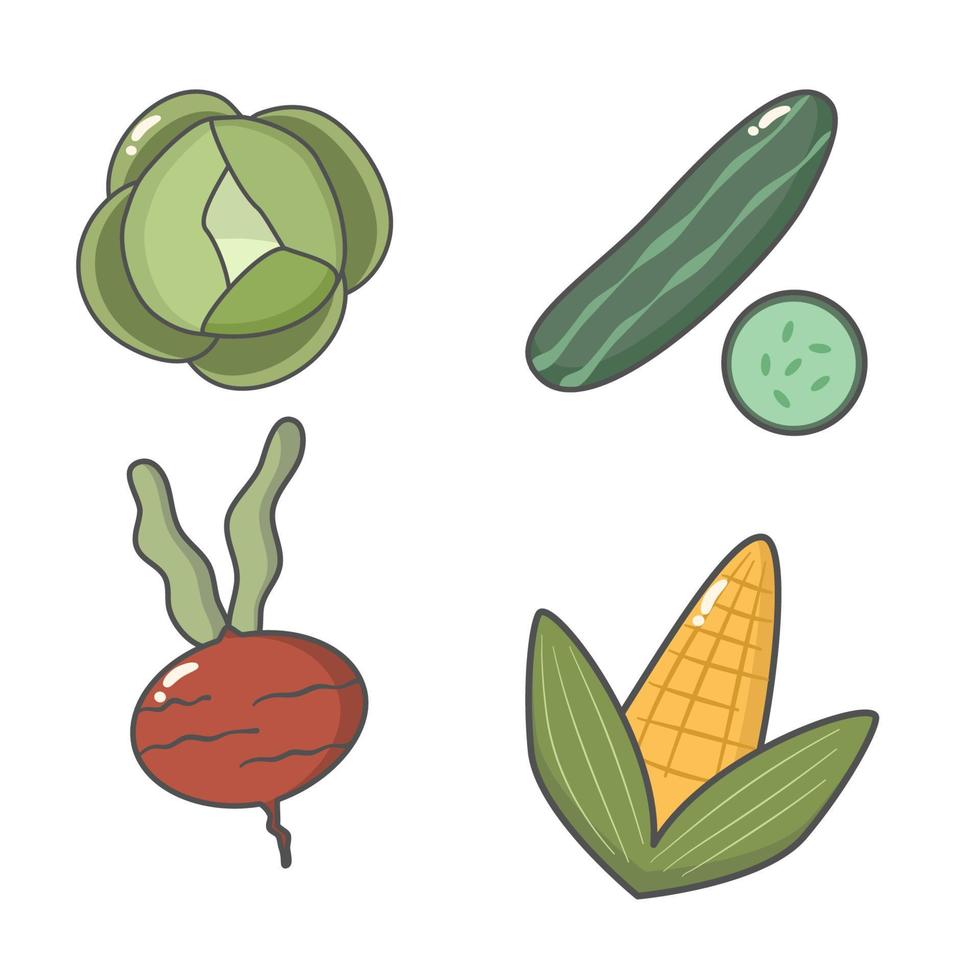 lindo estilo de garabato de verduras vector