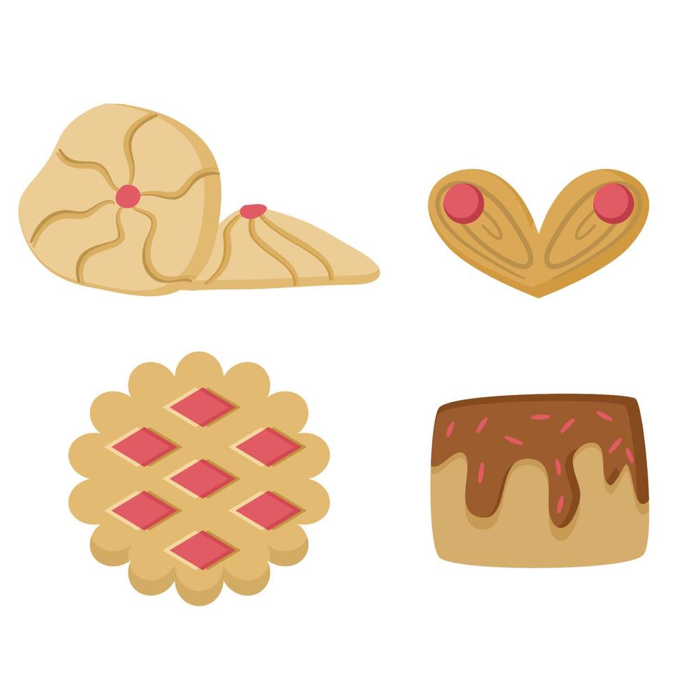 galletas planas dibujadas a mano vector