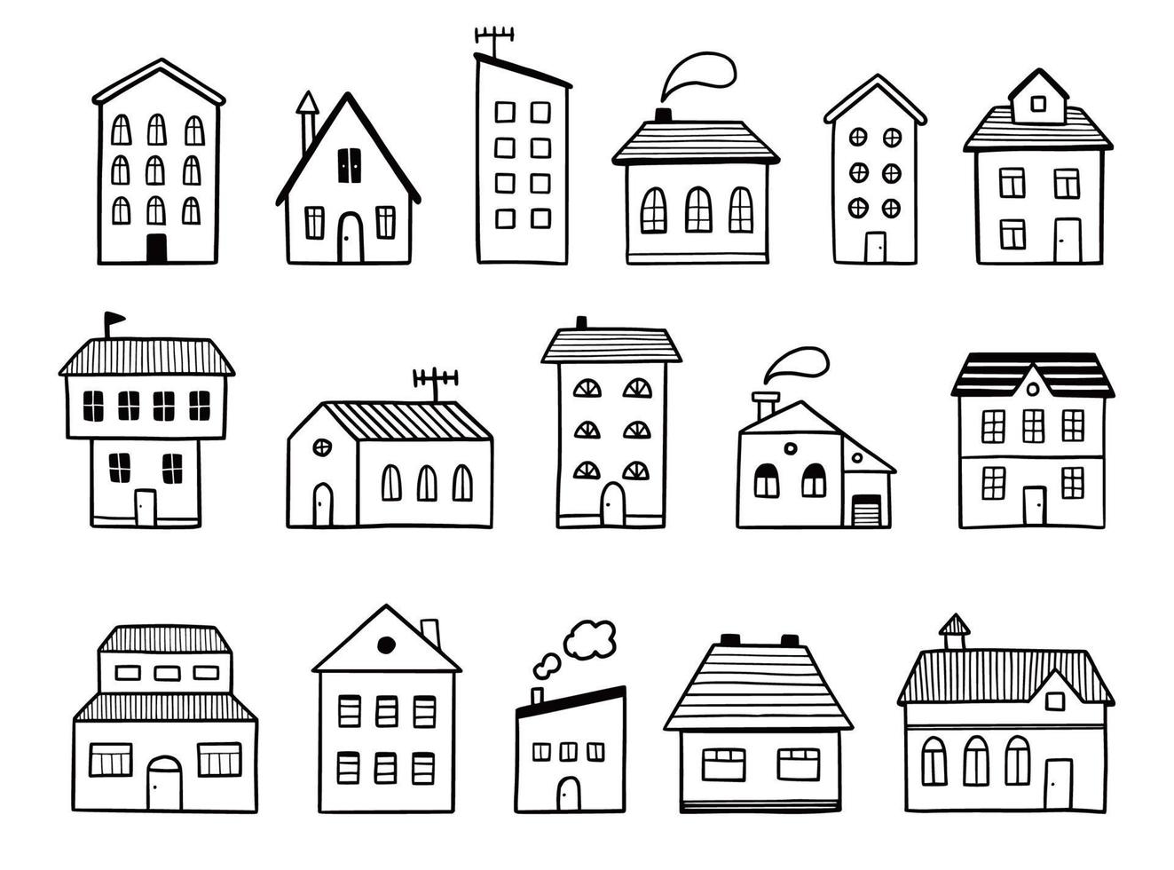 House doodle set. Hand drawn sketch vector