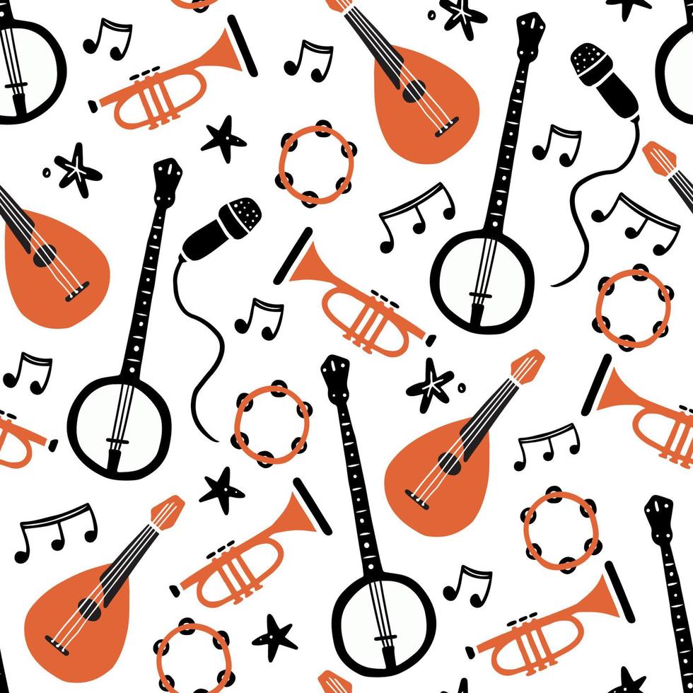 seamless pattern of musical instrument vector