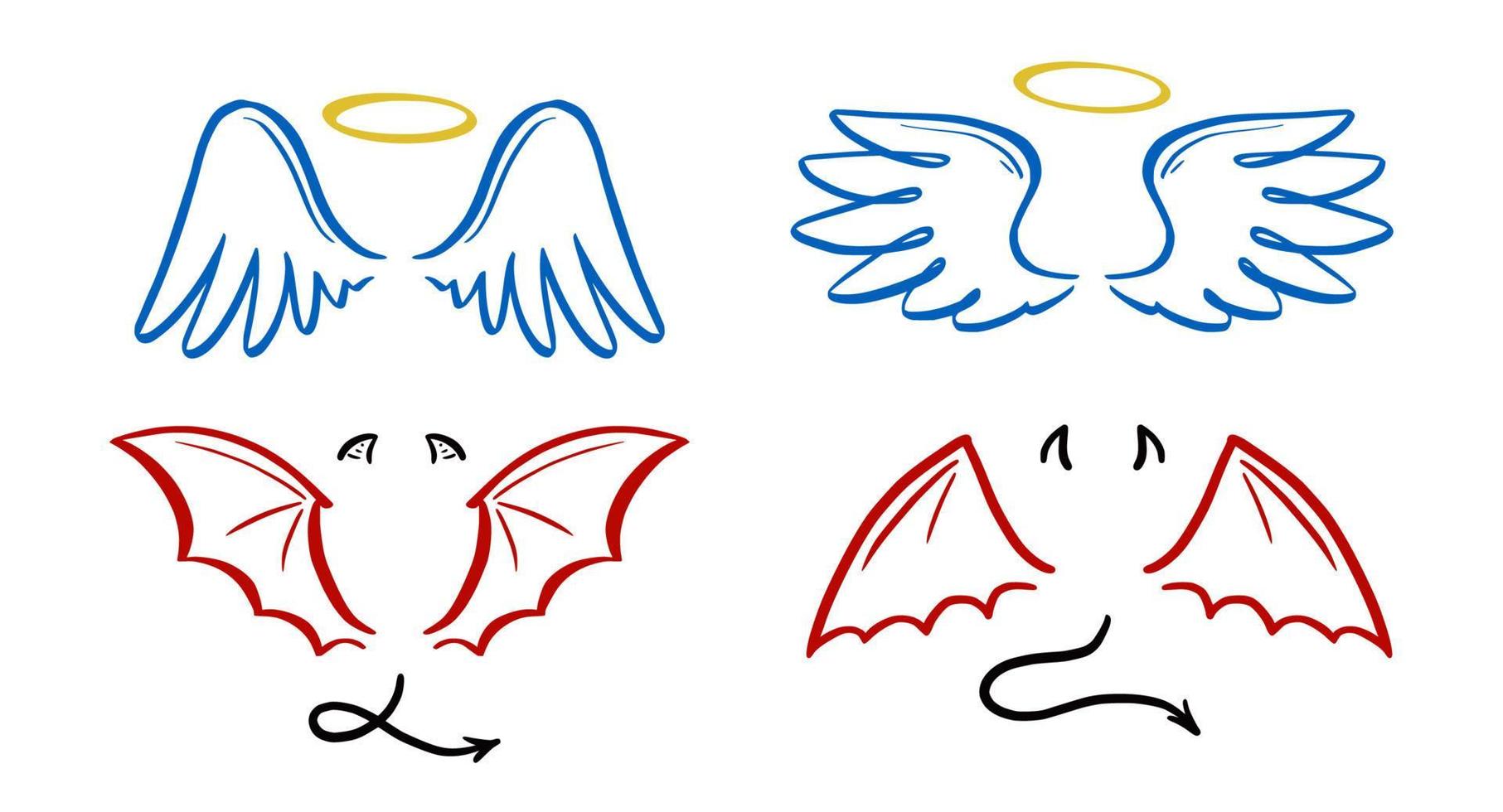 Angel and devil stylized vector illustration.