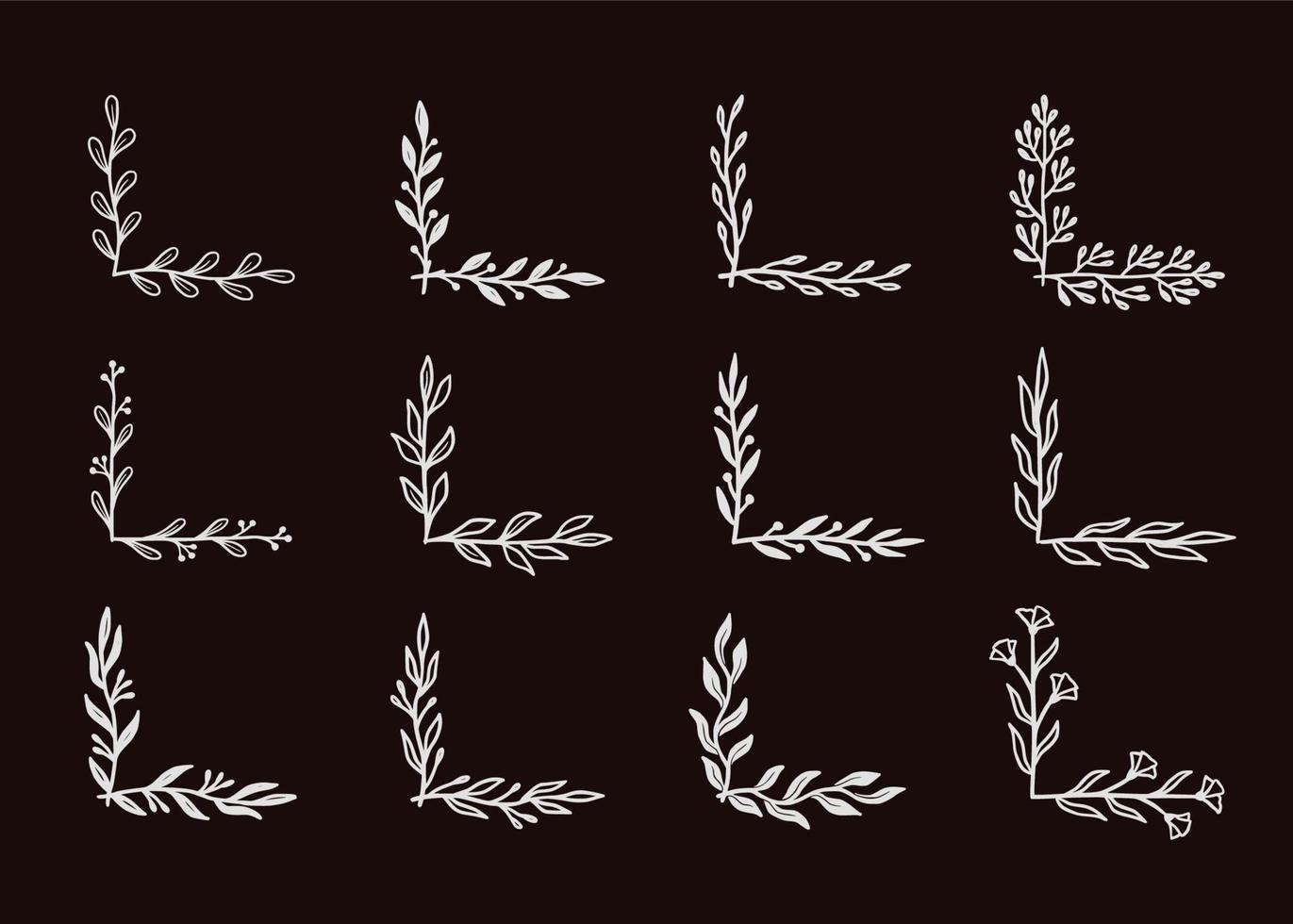 Corner flourish border set on black chalkboard. vector