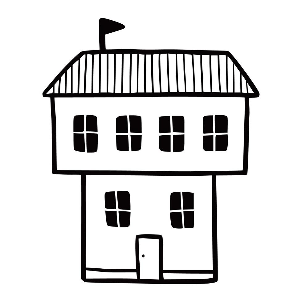 Hand drawn cute house. Doodle vector