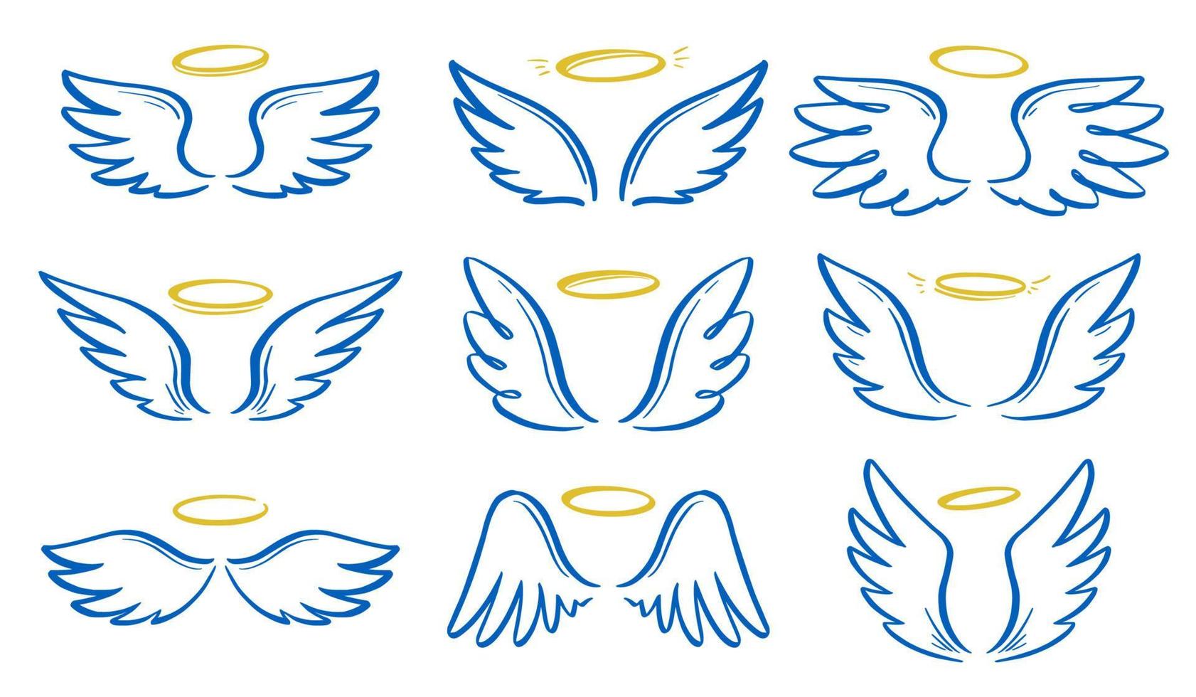 Angel doodle wing and halo vector