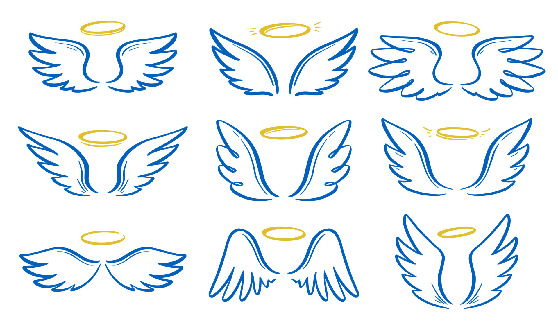 Angel Wing Doodle
 Angel doodle wing and halo Vector Art at Vecteezy