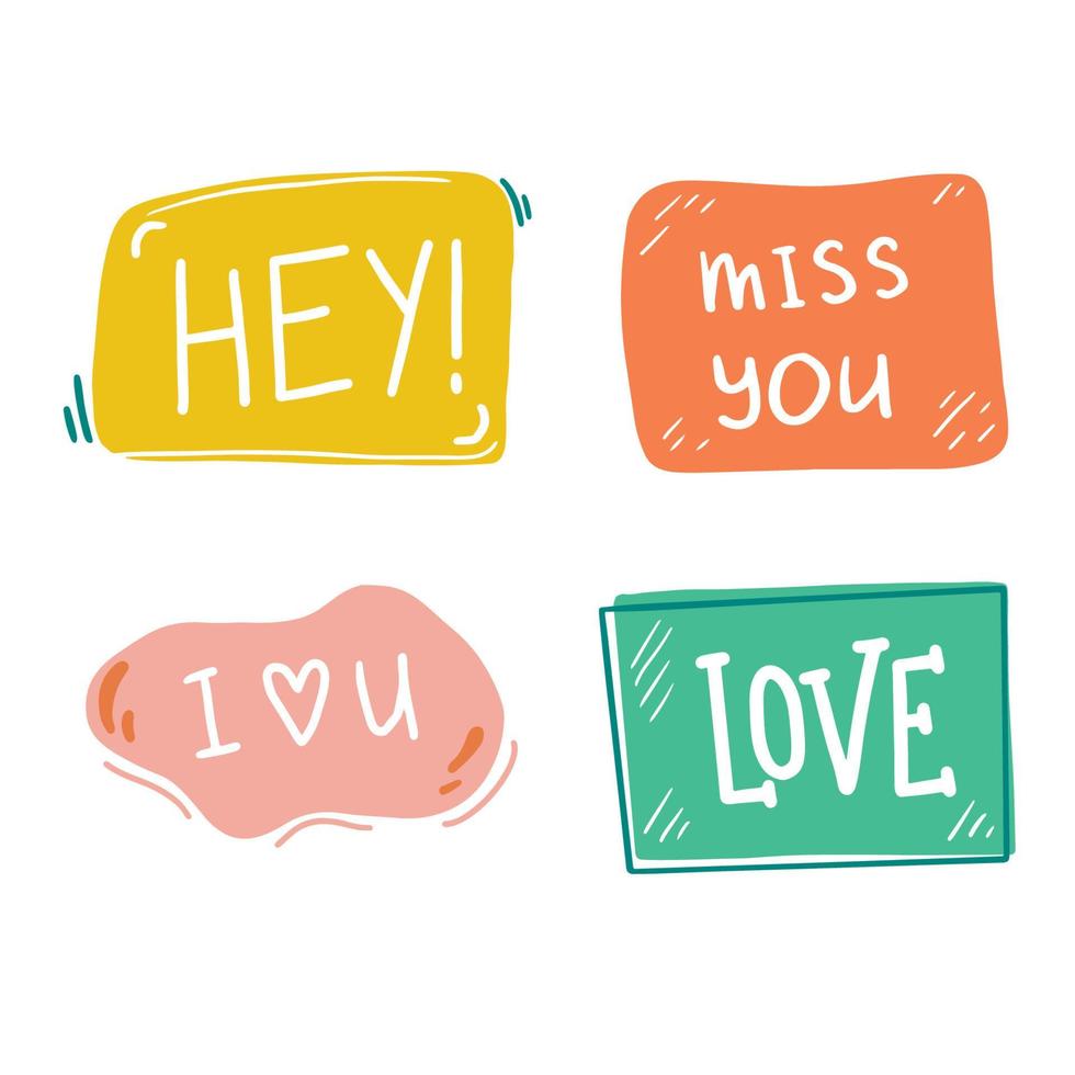 Set of hand drawn style speech bubble. Vector illustration