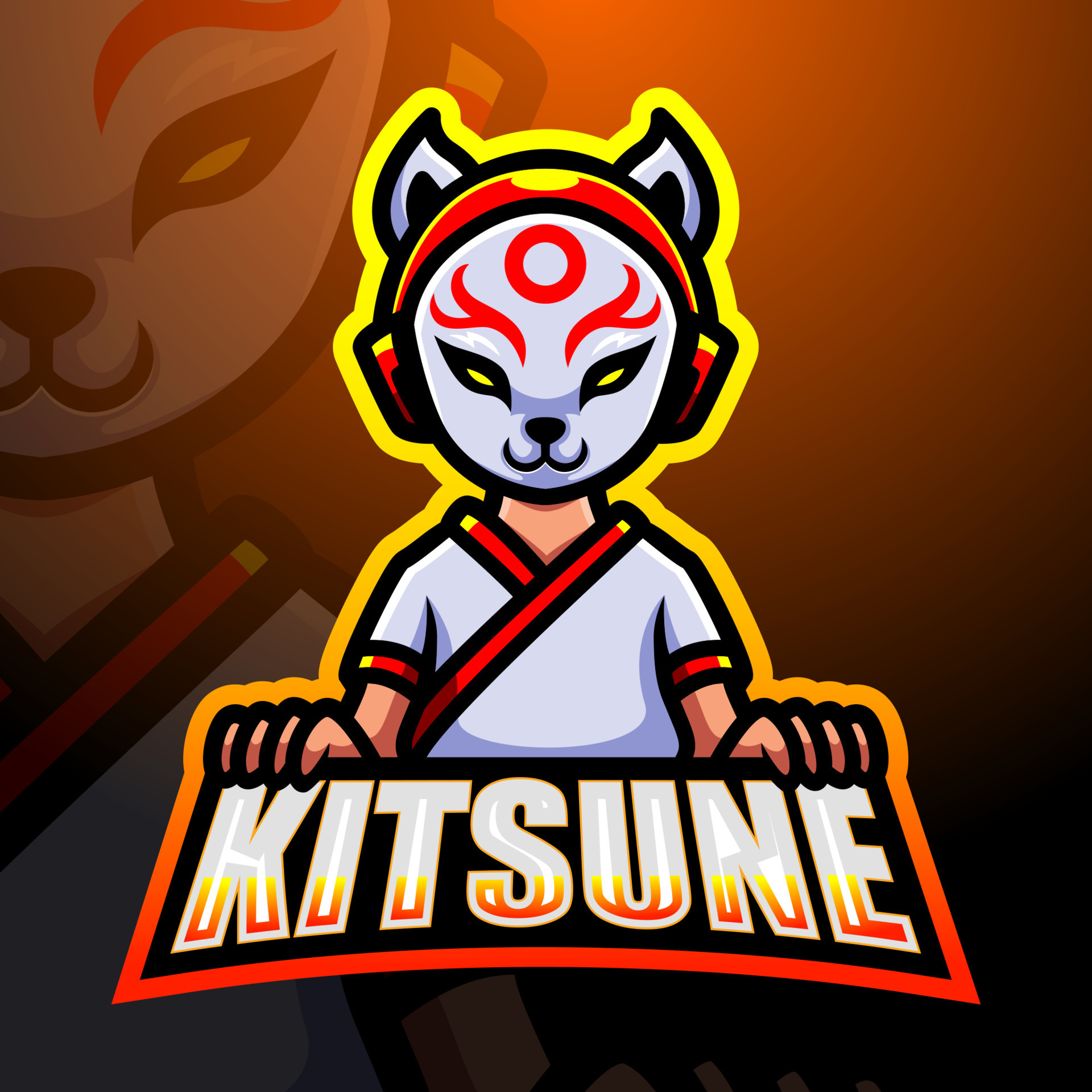 Kitsune ninja mascot esport logo design 7331709 Vector Art at Vecteezy