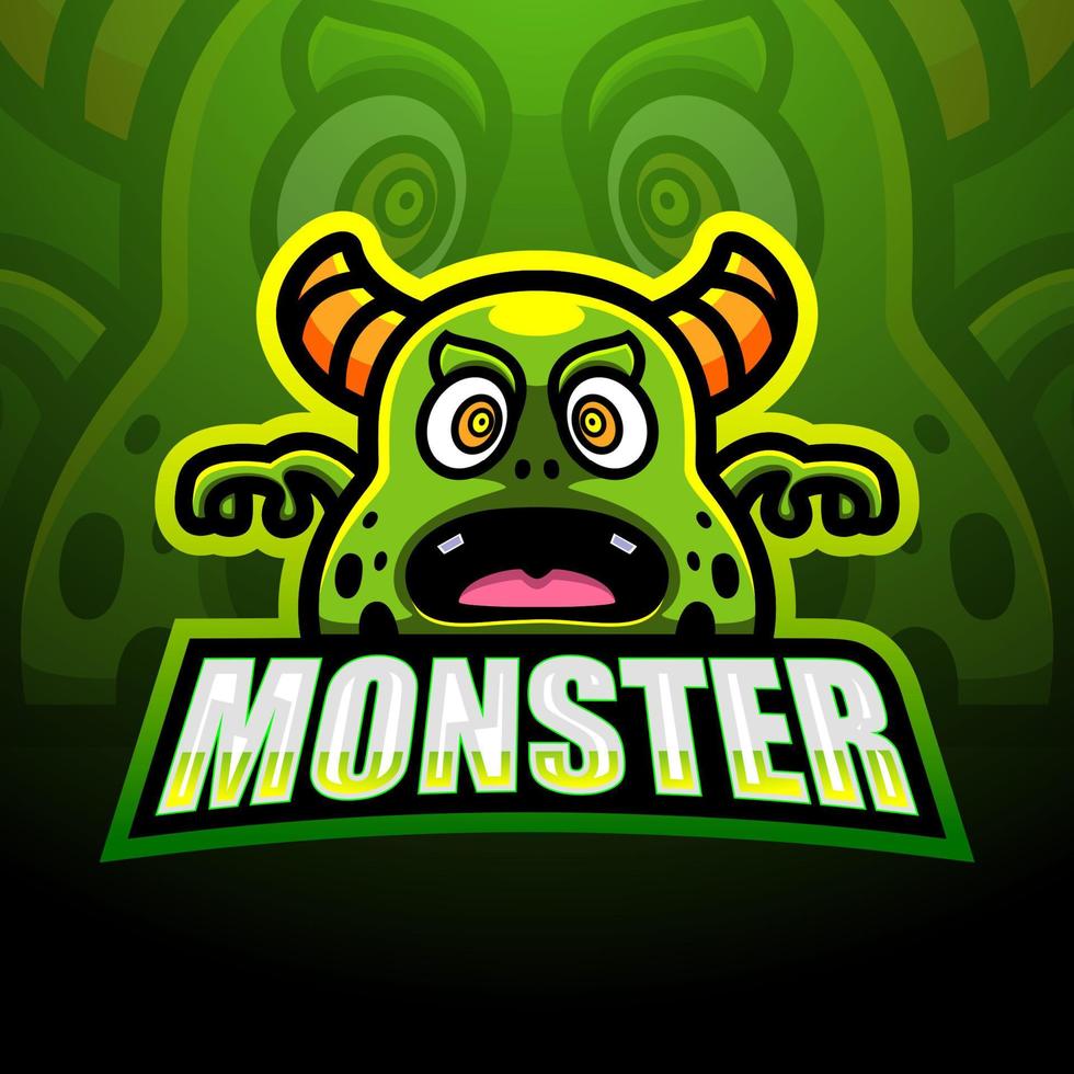 diseño de logotipo de mascota de monstruo verde vector