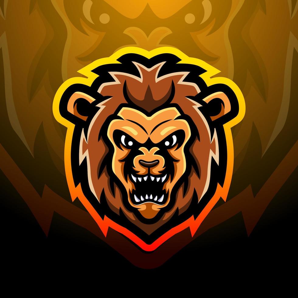 diseño de logotipo de esport de mascota de cabeza de león vector