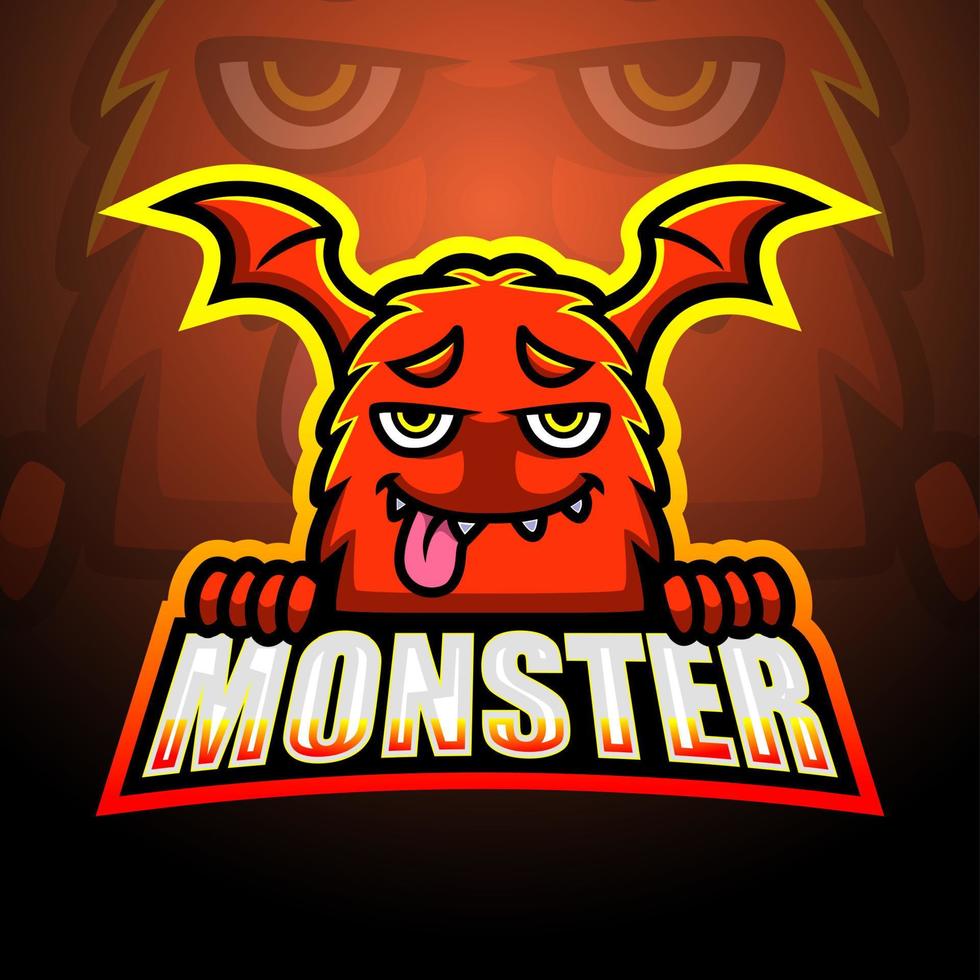 diseño del logotipo de la mascota del monstruo naranja vector