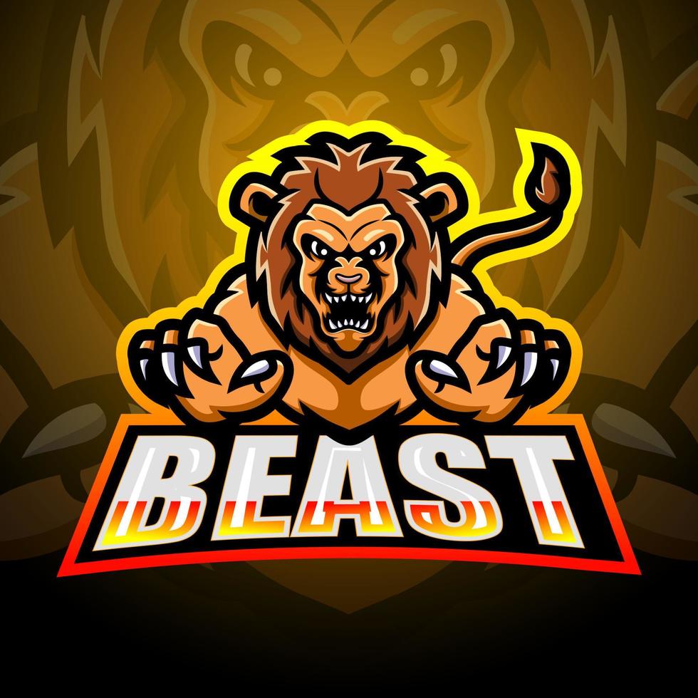 Lion mascot esport logo design vector