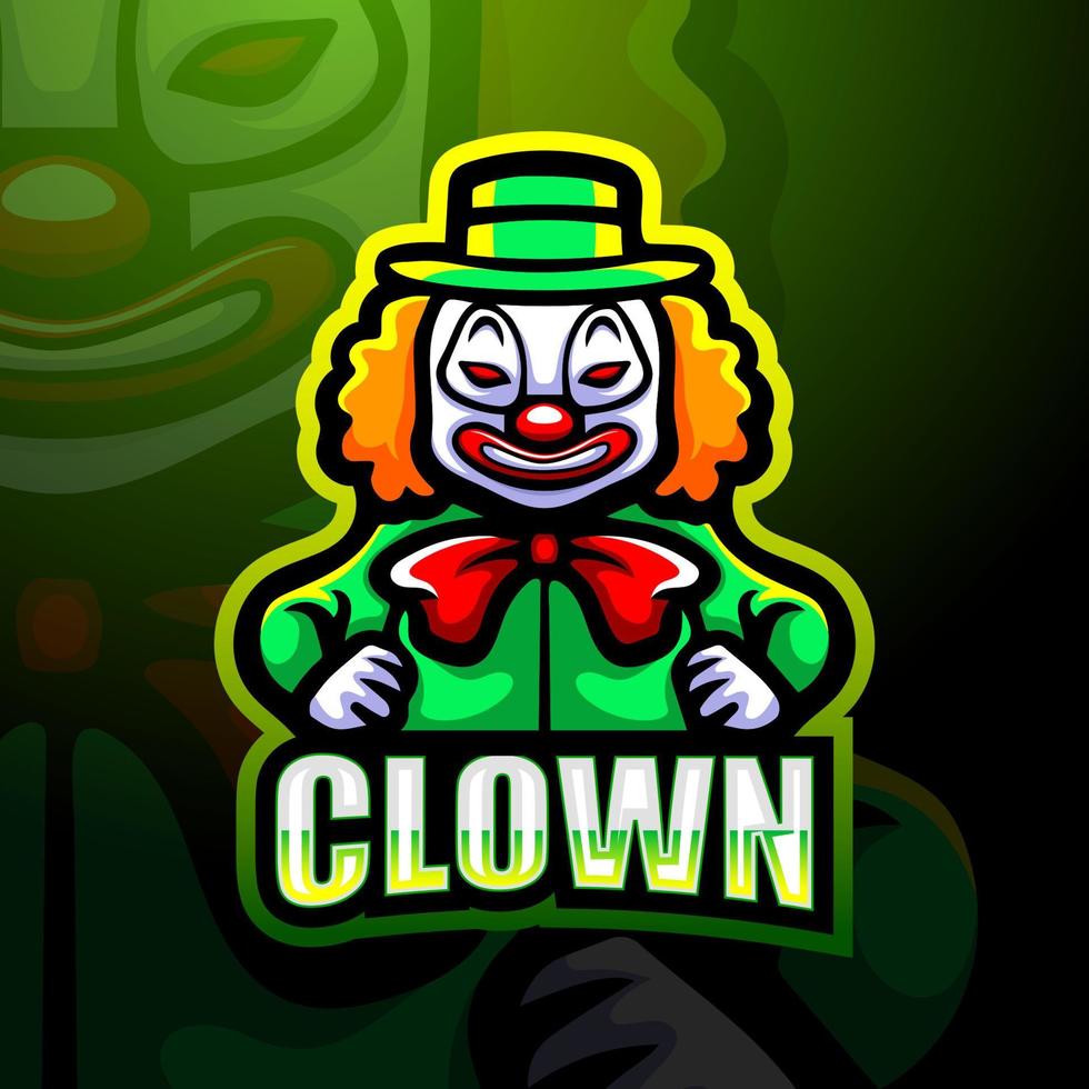Clown mascot esport logo design vector