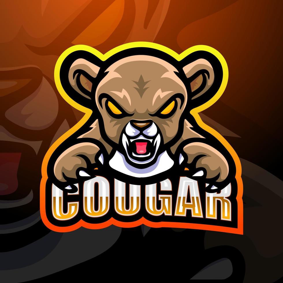 Cougar mascot esport logo design vector