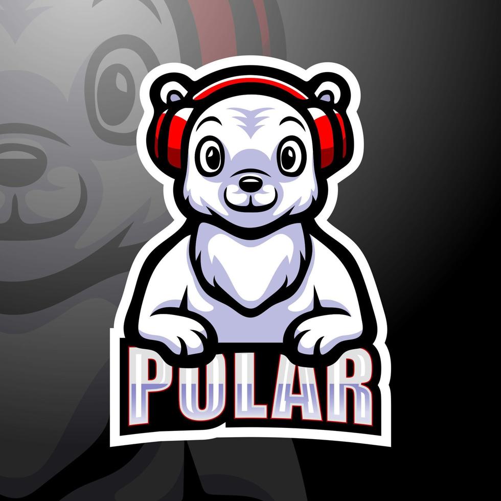 Polar bear mascot esport logo design vector