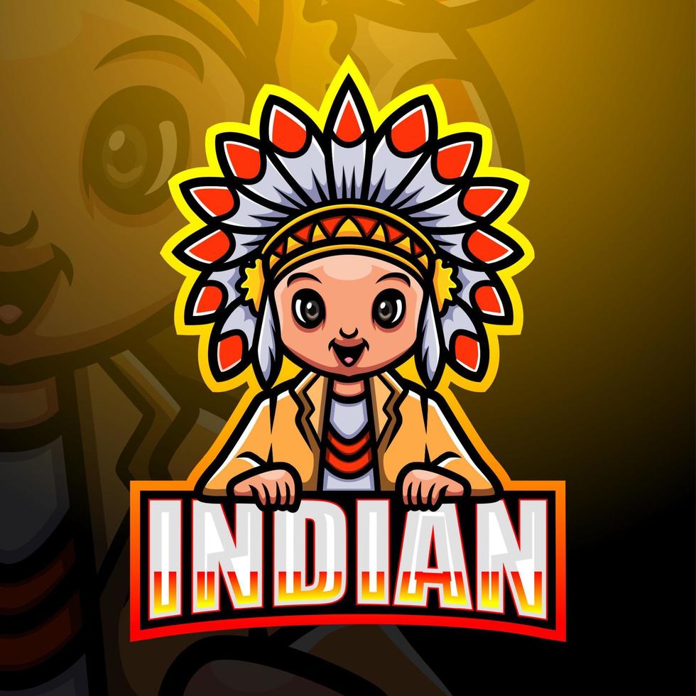 Indian mascot esport logo design vector