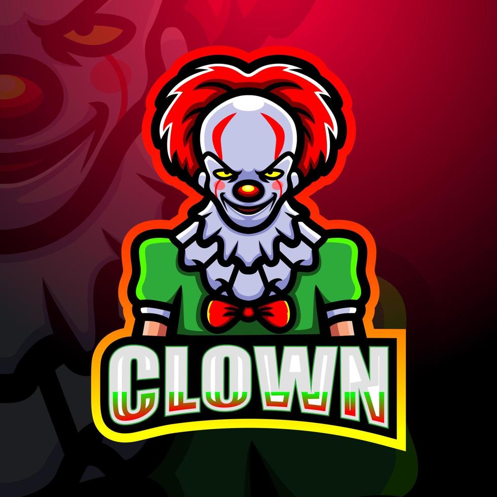 Clown mascot esport logo design vector