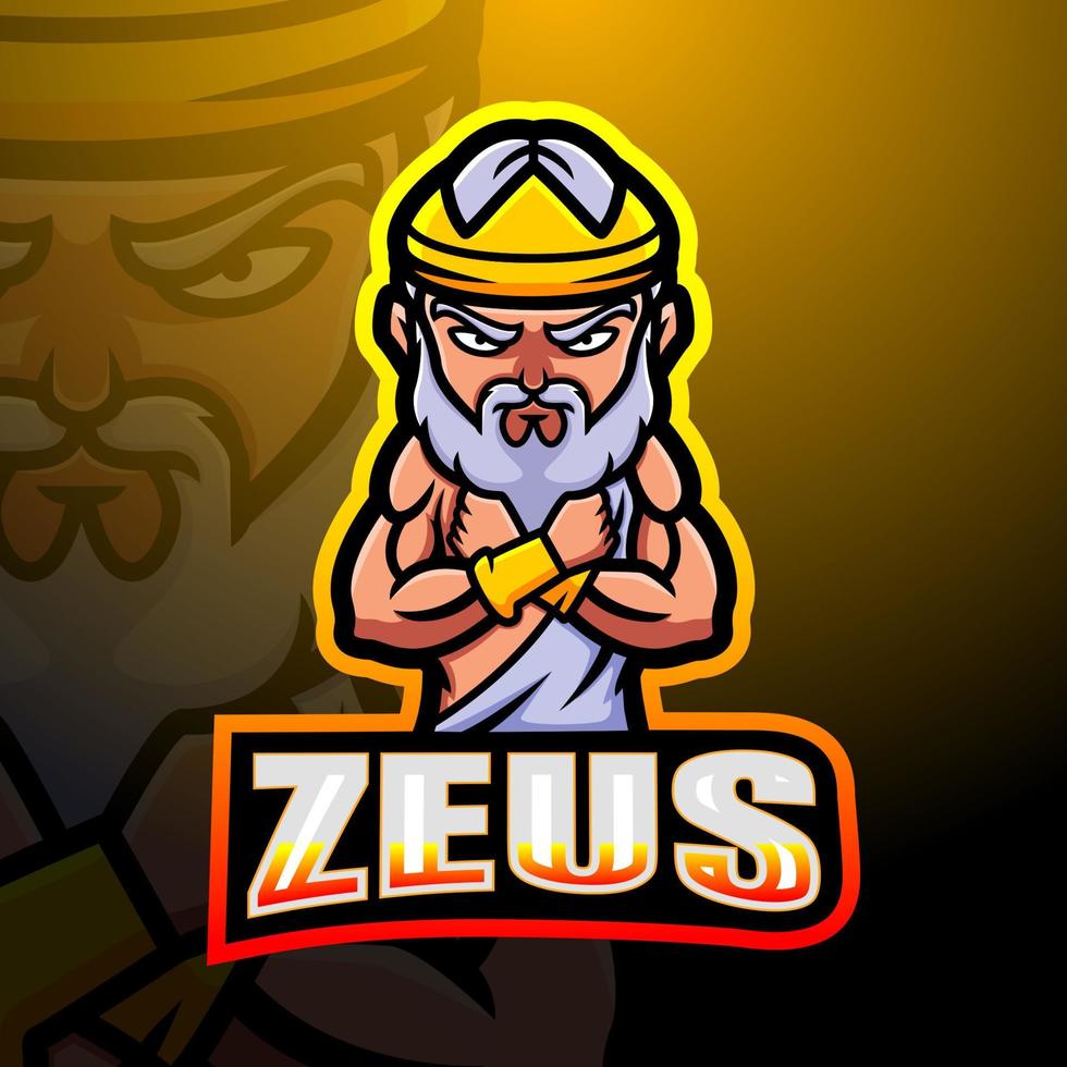 Zeus mascot esport logo design vector