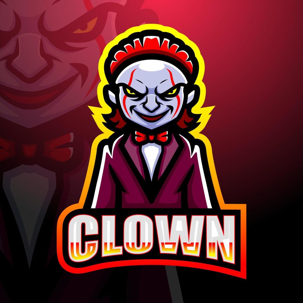 Clown mascot esport logo design vector