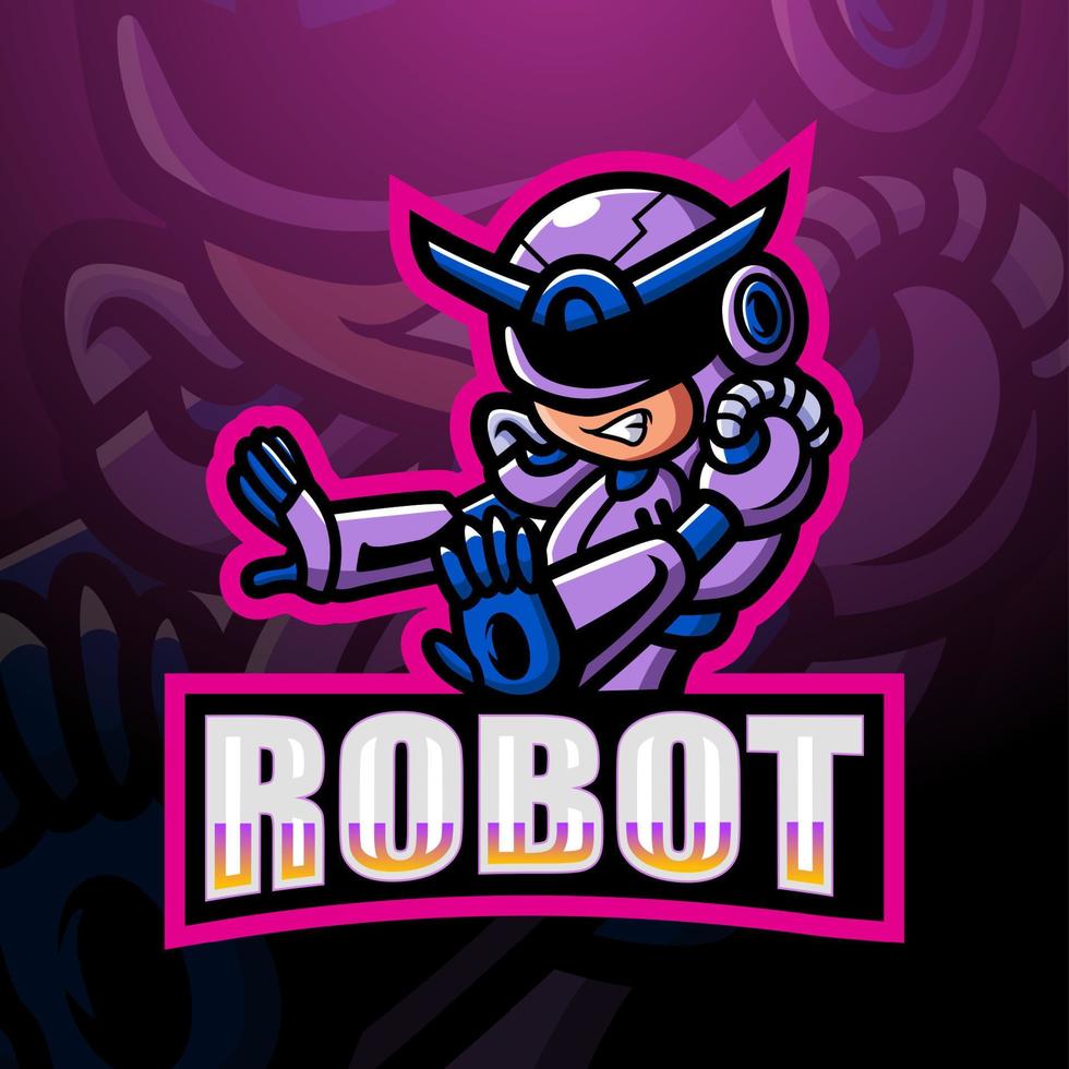 Robot mascot esport logo design vector