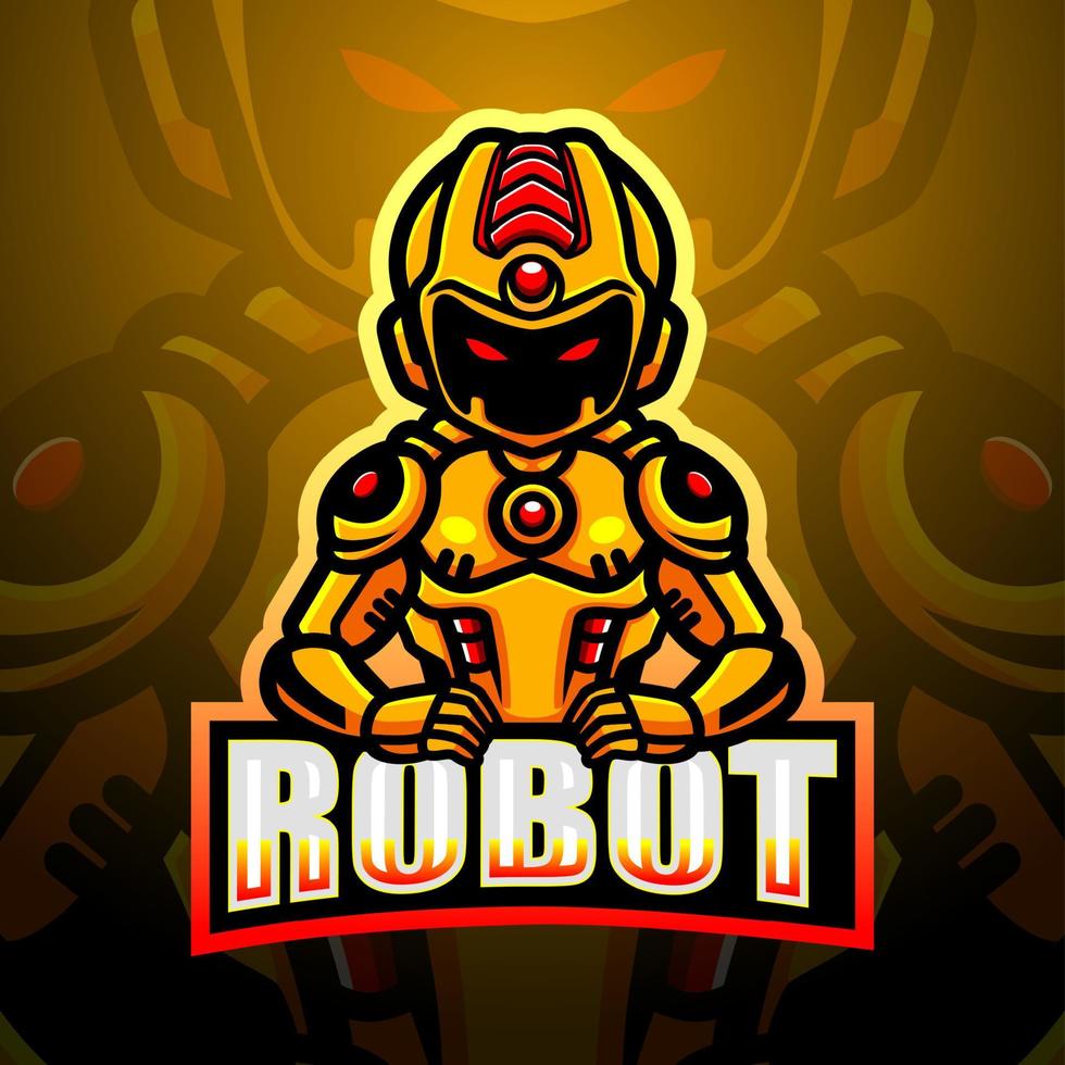 Robot mascot esport logo design vector