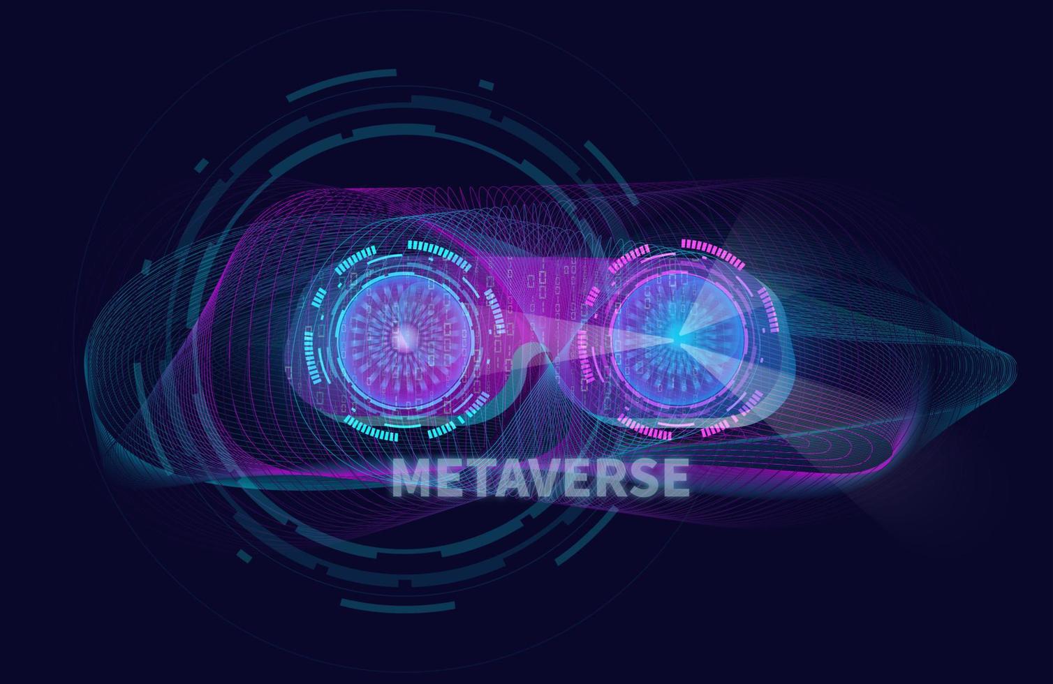 Virtual reality glasses metaverse by virtual data with artificial intelligence analyst. VR experience. vector