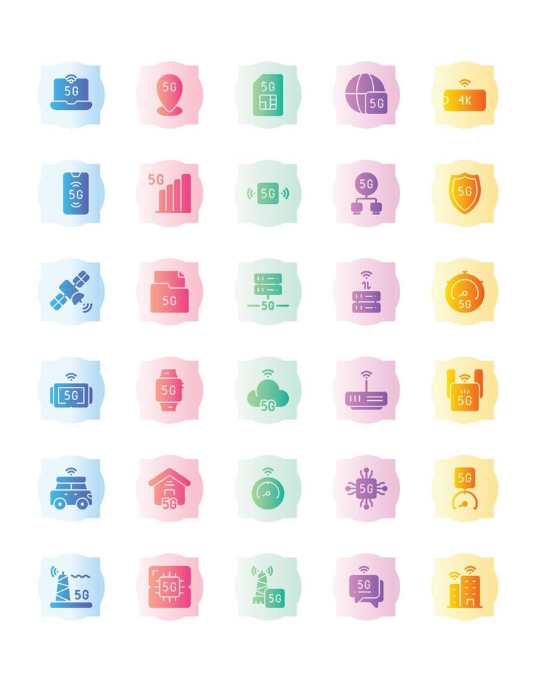 5G Icon Set 30 isolated on white background vector