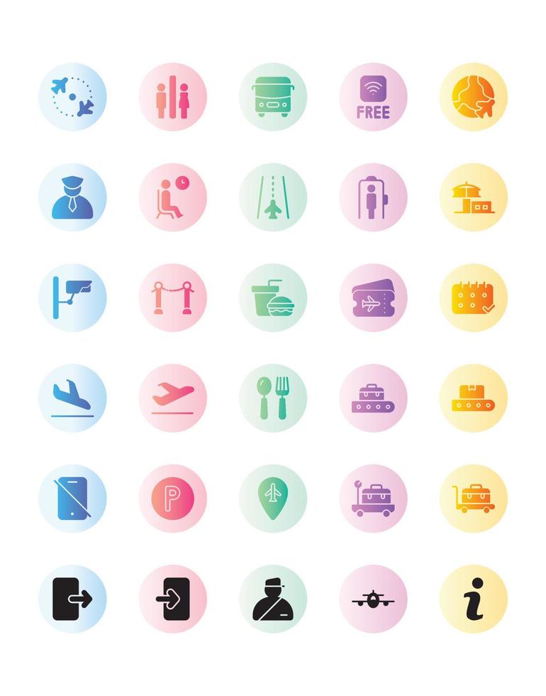 Airport Icon Set 30 isolated on white background vector