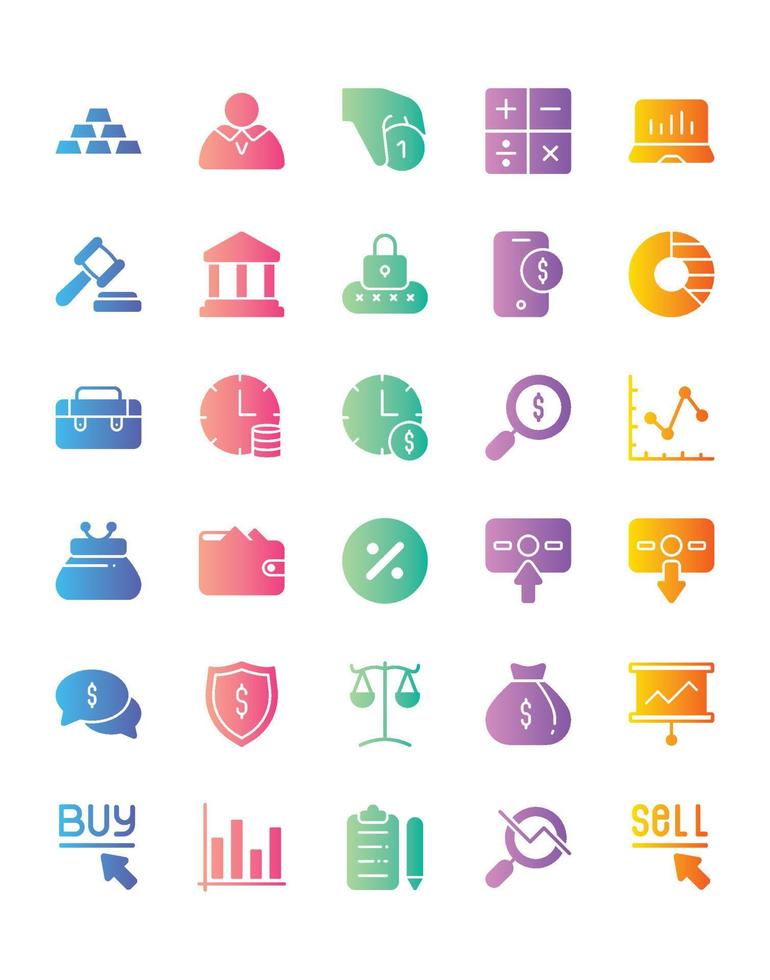 conjunto de iconos de finanzas bancarias 30 aislado sobre fondo blanco vector