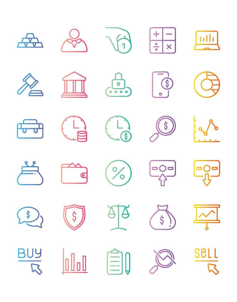 Banking Finance Icon Set 30 isolated on white background vector
