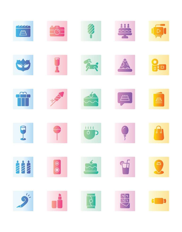 Birthday Icon Set 30 isolated on white background vector