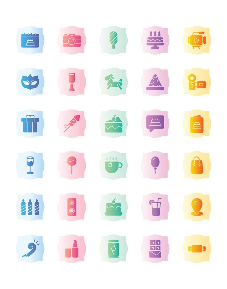 Birthday Icon Set 30 isolated on white background vector
