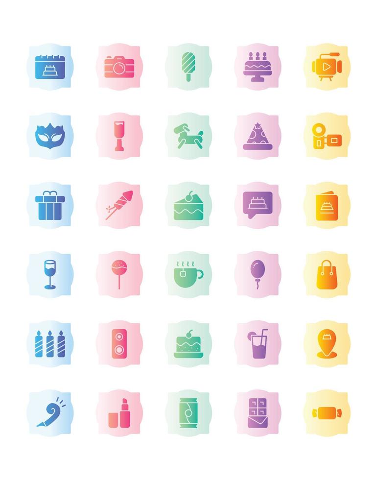 conjunto de iconos de cumpleaños 30 aislado sobre fondo blanco vector