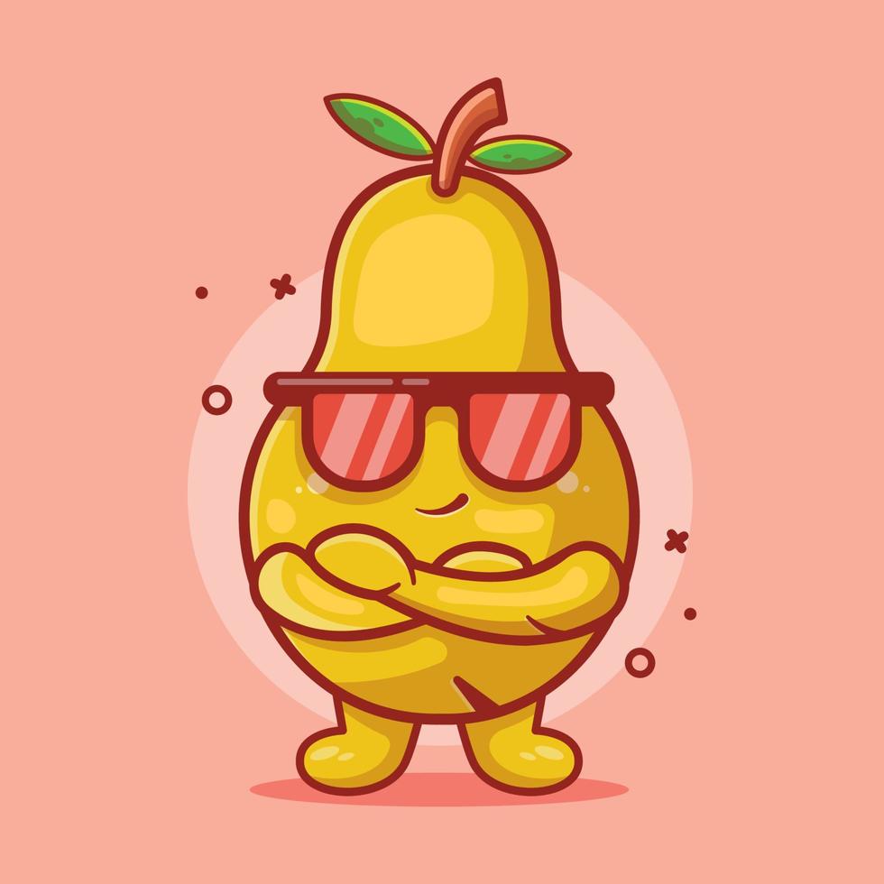 super cool pear fruit character mascot isolated cartoon in flat style design. great resource for icon,symbol, logo, sticker,banner. vector