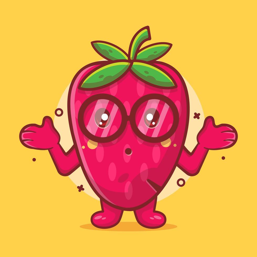 mascota de personaje de fruta de fresa kawaii con expresión confusa dibujos animados aislados en diseño de estilo plano. gran recurso para icono, símbolo, logo, pegatina, banner. vector