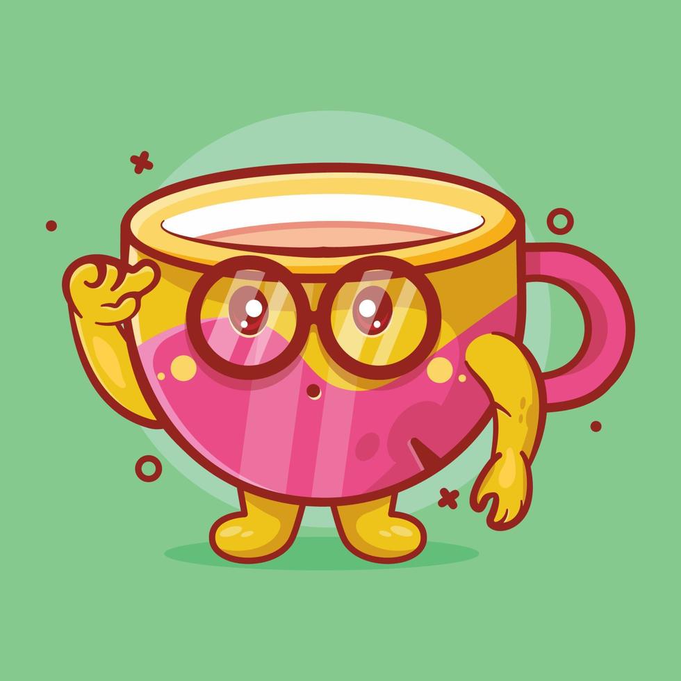 genius coffee cup character mascot isolated catoon in flat style design. great resource for icon,symbol, logo, sticker,banner. vector