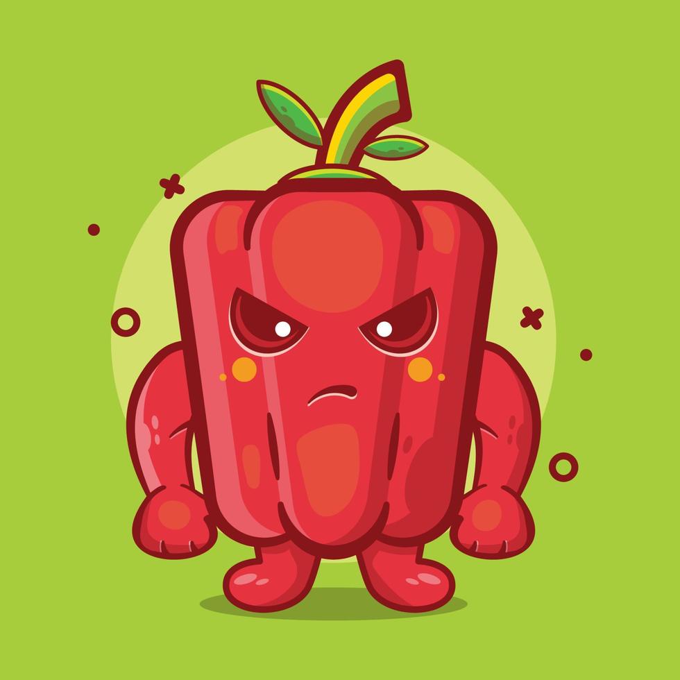 angry red paprika character mascot isolated cartoon in flat style design. great resource for icon,symbol, logo, sticker,banner. vector