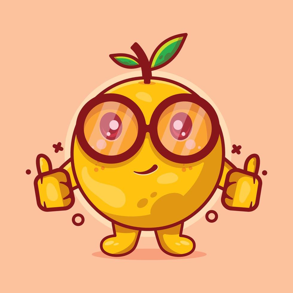 orange fruit character mascot with thumb up hand gesture isolated cartoon in flat style design. great resource for icon,symbol, logo, sticker,banner. vector