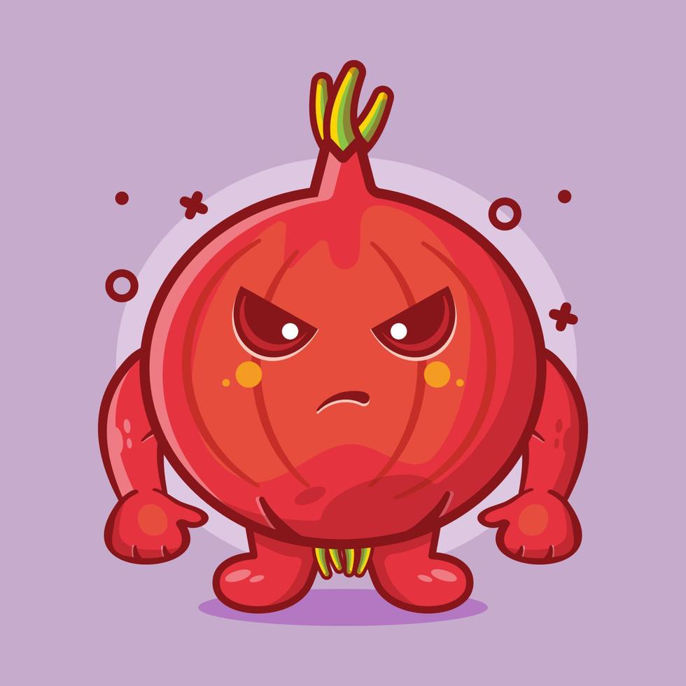 angry red onion character mascot isolated cartoon in flat style design. great resource for icon,symbol, logo, sticker,banner. vector