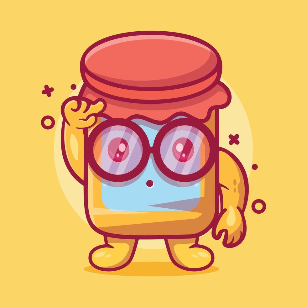 genius jam jar character mascot with think expression isolated cartoon in flat style design vector